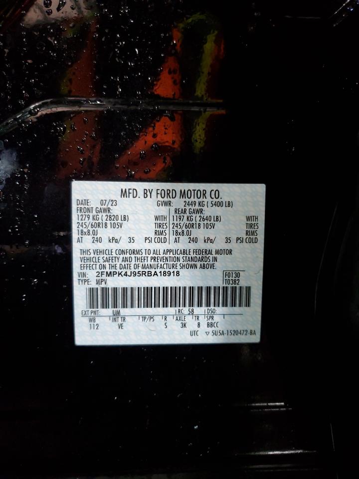 2024 Ford Edge Sel VIN: 2FMPK4J95RBA18918 Lot: 81488485