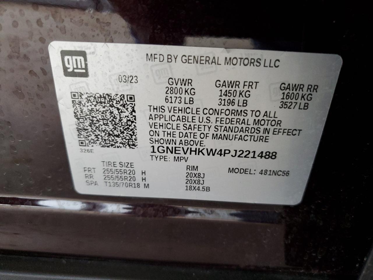 2023 Chevrolet Traverse Lt VIN: 1GNEVHKW4PJ221488 Lot: 81430955