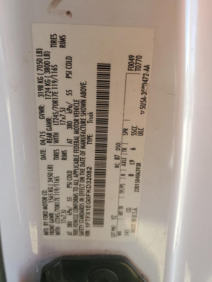 2015 Ford F150 Super Cab VIN: 1FTFX1EG0FKD32082 Lot: 82127445