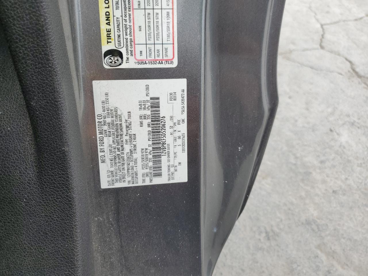 2013 Ford Mustang Gt VIN: 1ZVBP8CF5D5206276 Lot: 71562775