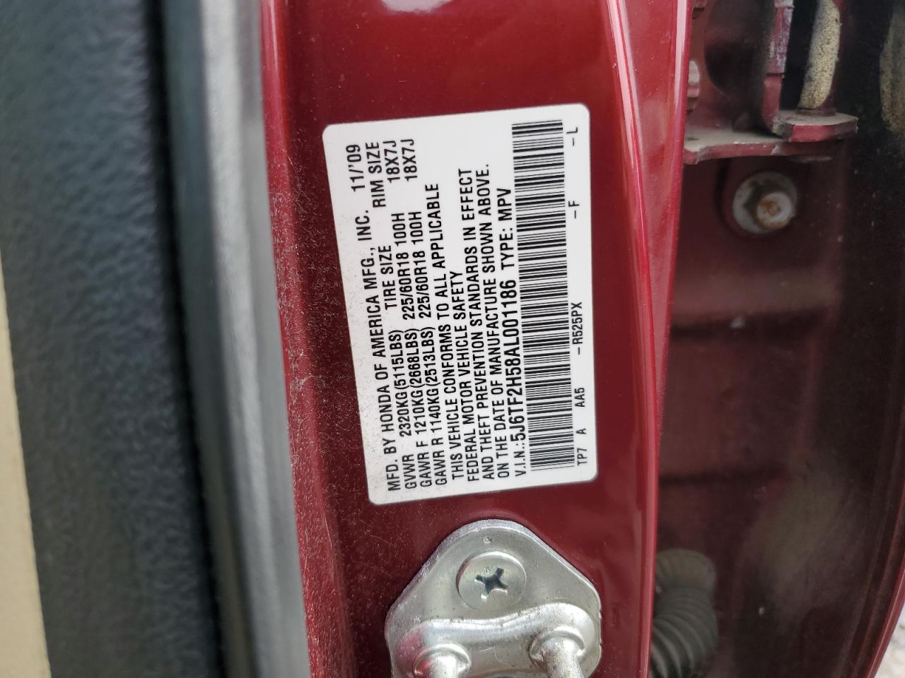 2010 Honda Accord Crosstour Exl VIN: 5J6TF2H58AL001186 Lot: 84539655