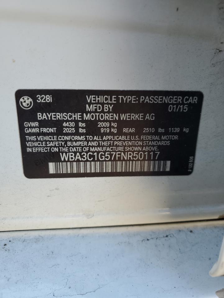 2015 BMW 328 I Sulev VIN: WBA3C1G57FNR50117 Lot: 84285985