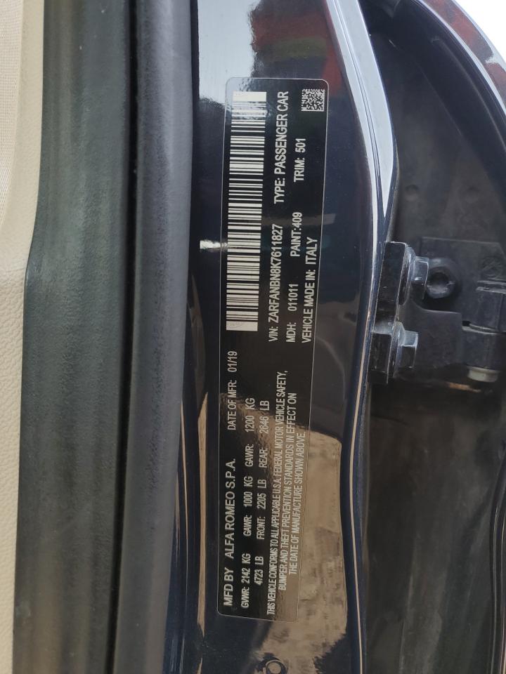 2019 Alfa Romeo Giulia Ti VIN: ZARFANBN8K7611827 Lot: 71038655