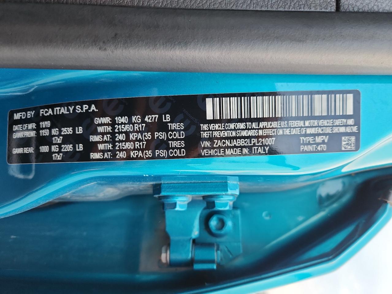 2020 Jeep Renegade Latitude VIN: ZACNJABB2LPL21007 Lot: 71660205