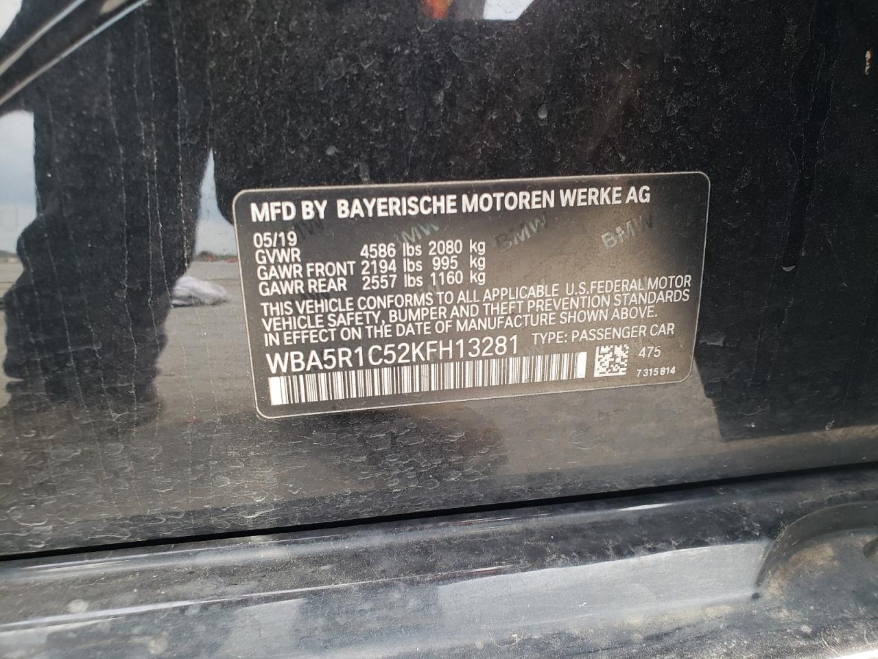 2019 BMW 330I VIN: WBA5R1C52KFH13281 Lot: 81590635