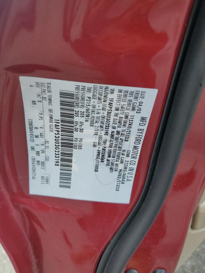 2003 Ford Taurus Se VIN: 1FAFP53U03G233198 Lot: 71665135