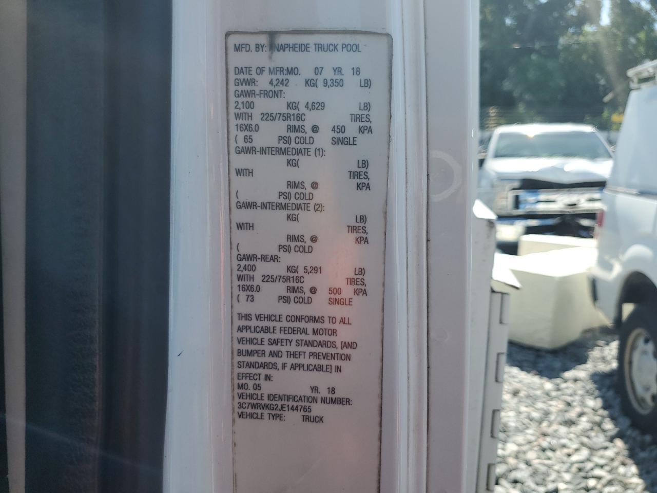 2014 Ram Promaster 3500 3500 High VIN: 3C6URVJG5EE119765 Lot: 80924565