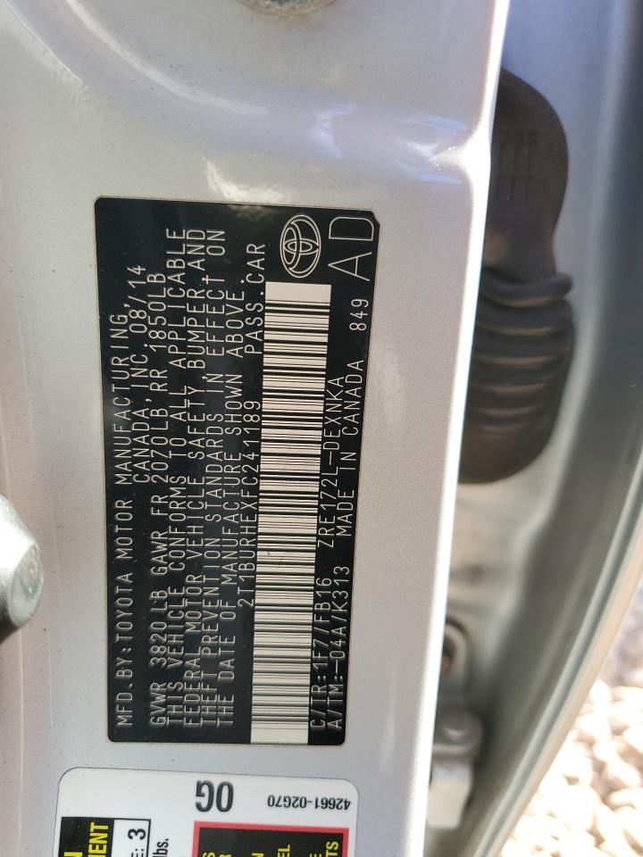 2015 Toyota Corolla L VIN: 2T1BURHEXFC241189 Lot: 84471655