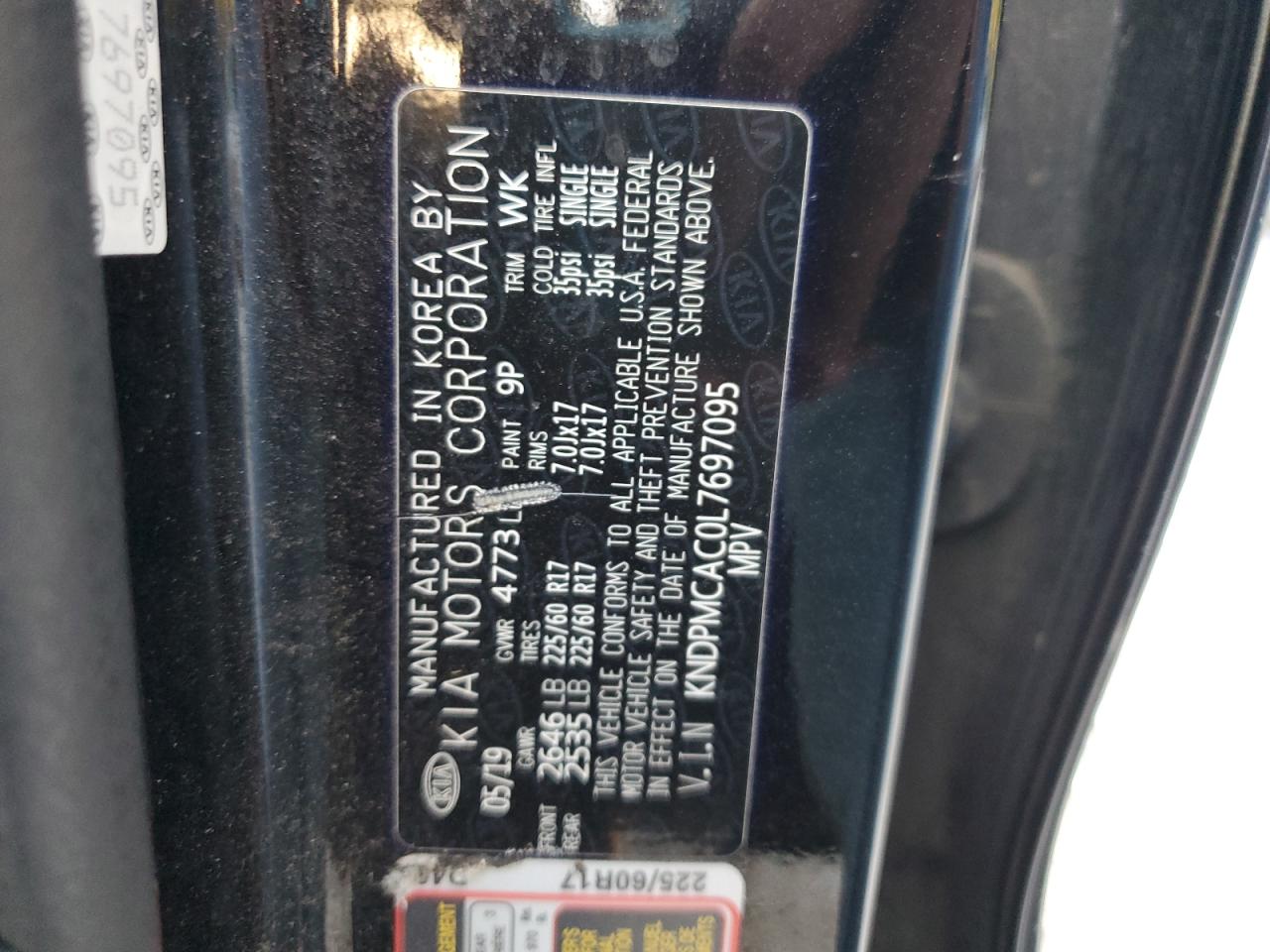 2020 Kia Sportage Lx VIN: KNDPMCAC0L7697095 Lot: 71613095