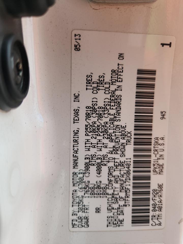 2013 Toyota Tundra Double Cab Sr5 VIN: 5TFRM5F17DX064011 Lot: 80440405