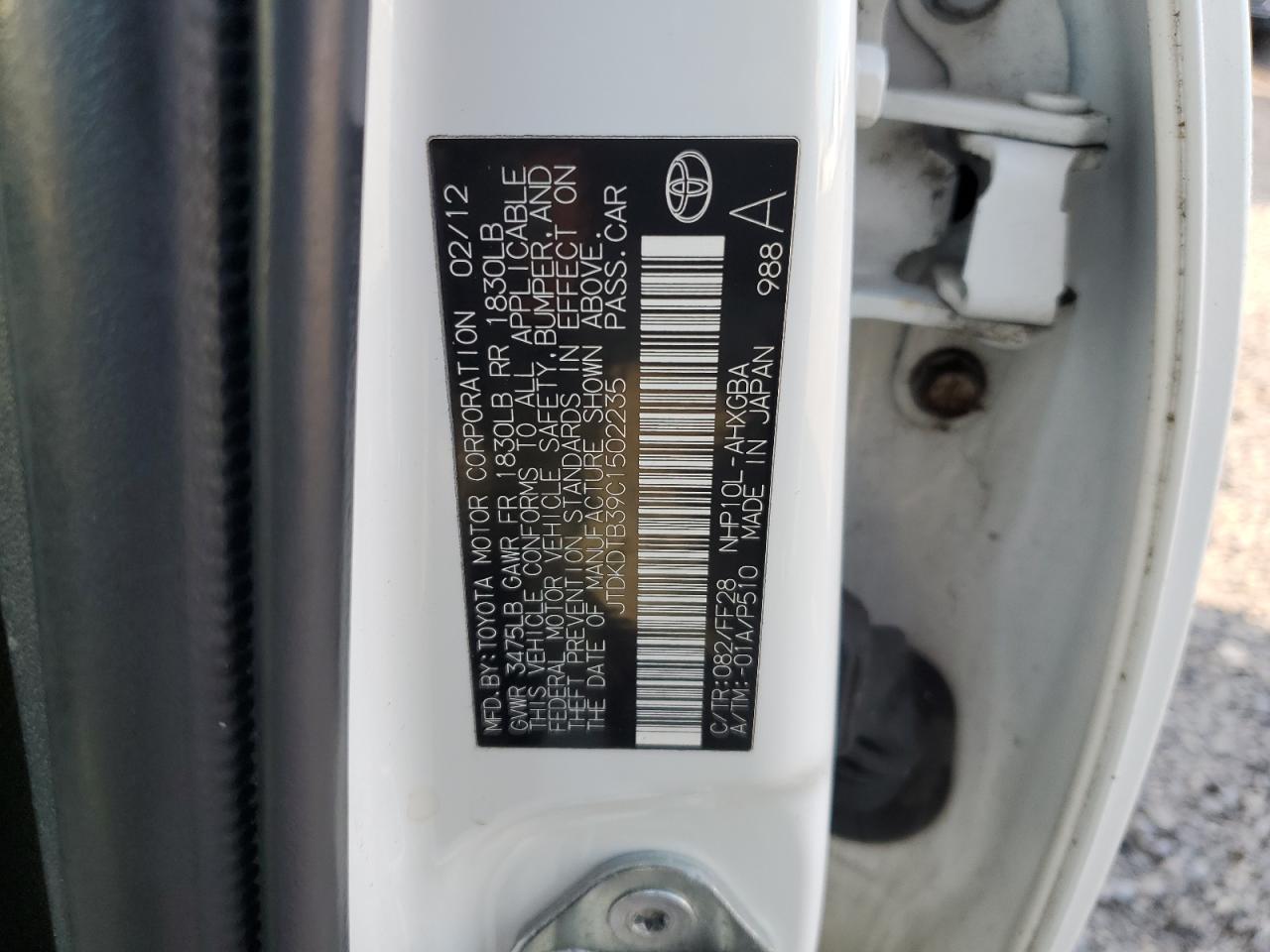 2012 Toyota Prius C VIN: JTDKDTB39C1502235 Lot: 71746325