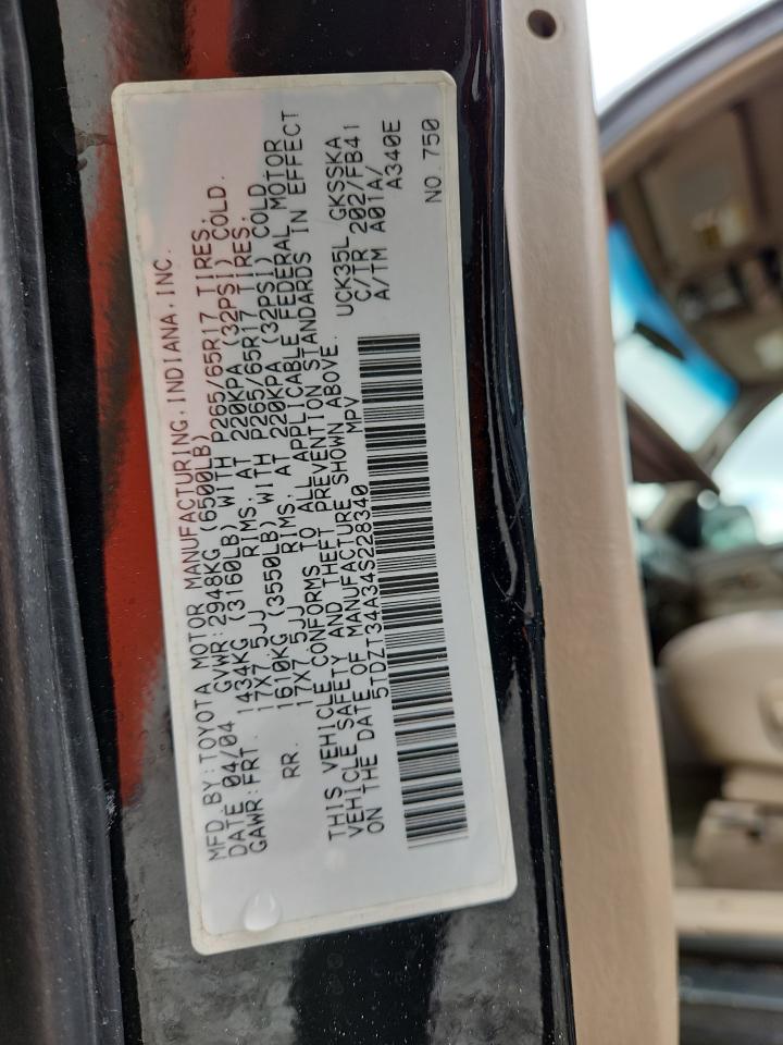 2004 Toyota Sequoia Sr5 VIN: 5TDZT34A34S228340 Lot: 84228185