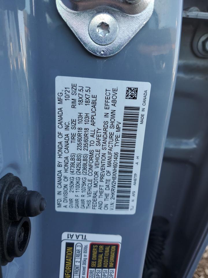 2022 Honda Cr-V Exl VIN: 2HKRW2H8XNH601406 Lot: 82028305