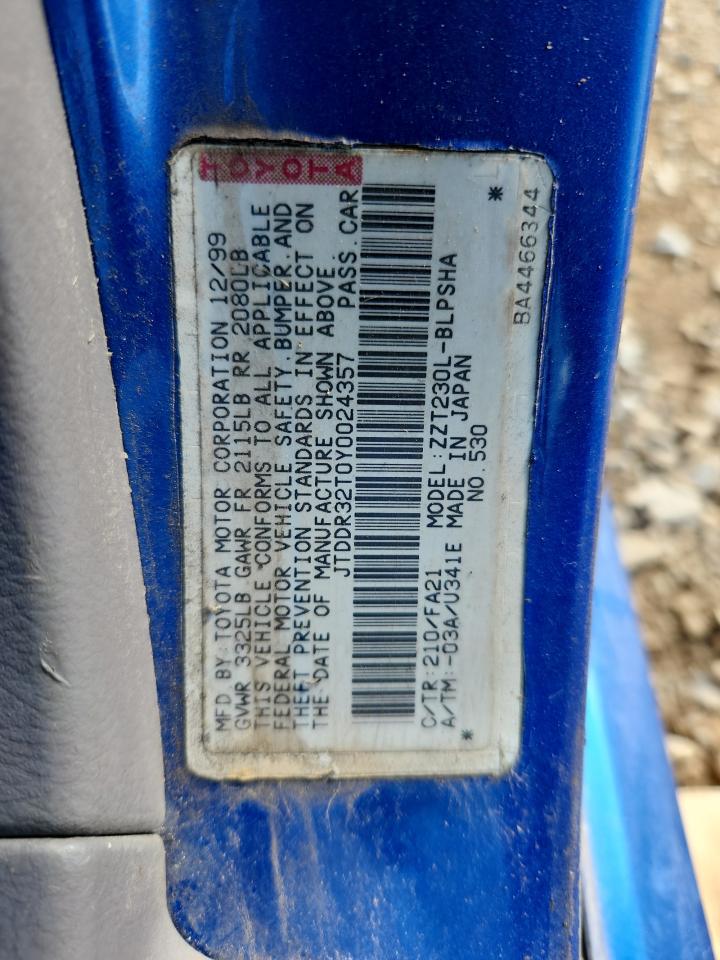 2002 Toyota Celica Gt VIN: JTDDR32T0Y0024357 Lot: 81056035