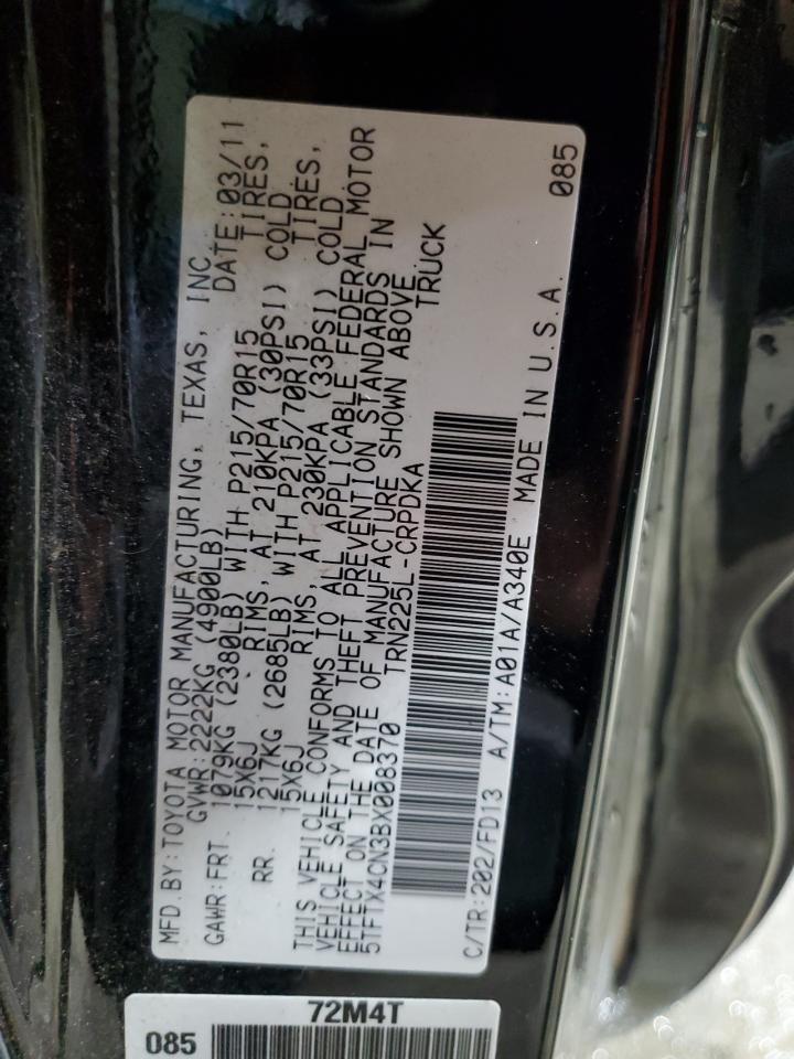 2011 Toyota Tacoma Access Cab VIN: 5TFTX4CN3BX008370 Lot: 84602605
