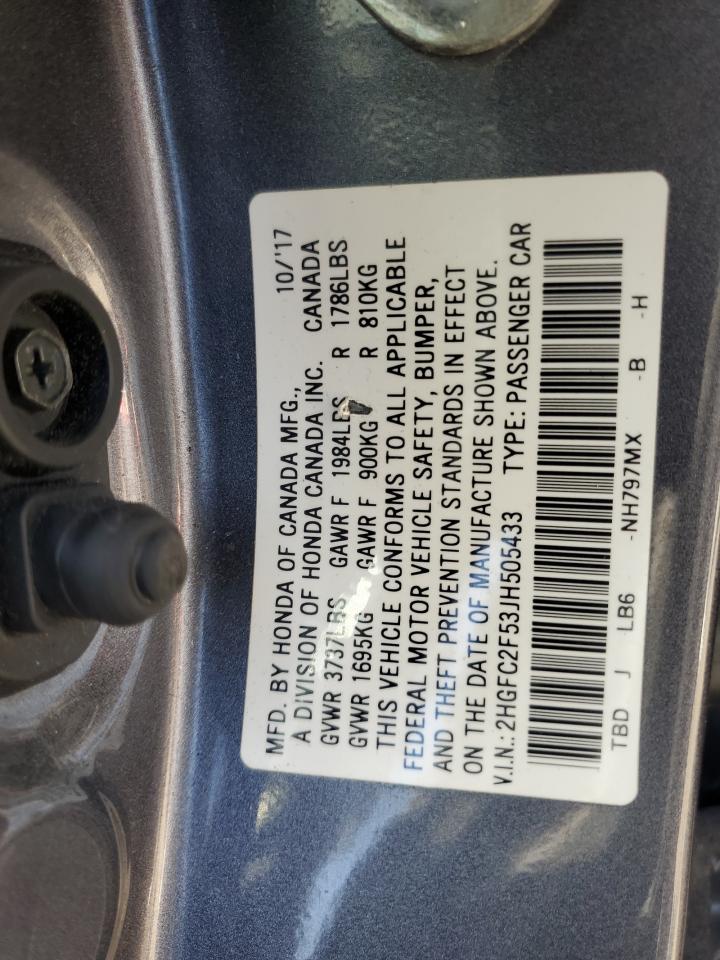 2018 Honda Civic Lx VIN: 2HGFC2F53JH505433 Lot: 81276805