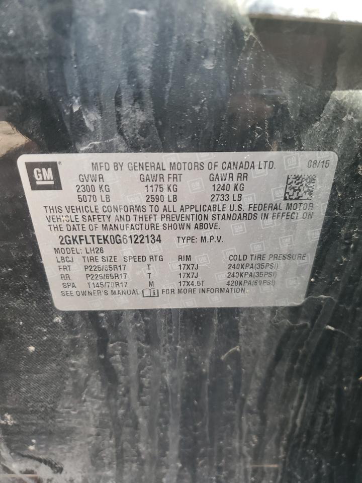 2016 GMC Terrain Sle VIN: 2GKFLTEK0G6122134 Lot: 84159135