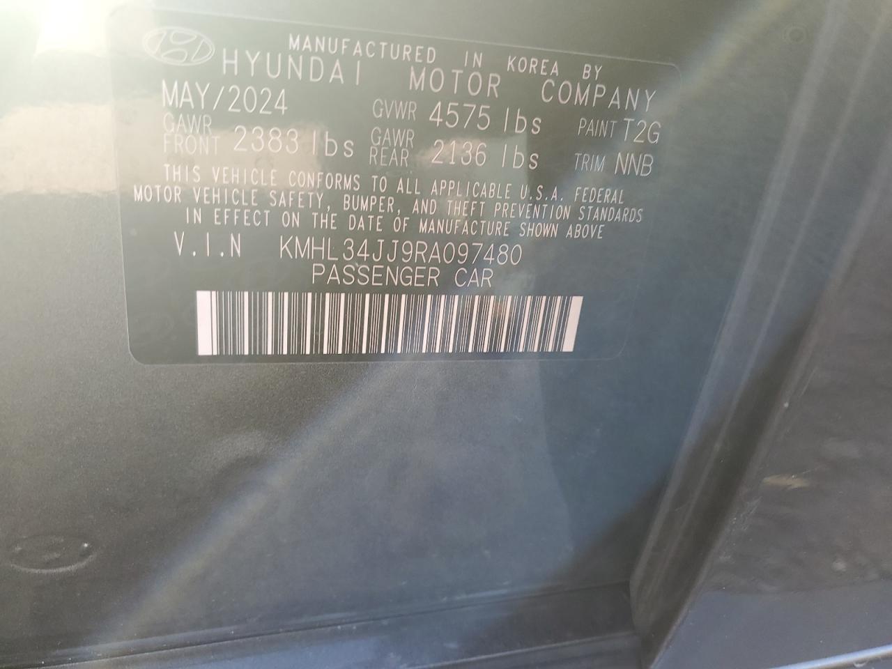 2024 Hyundai Sonata Hybrid VIN: KMHL34JJ9RA097480 Lot: 81060475