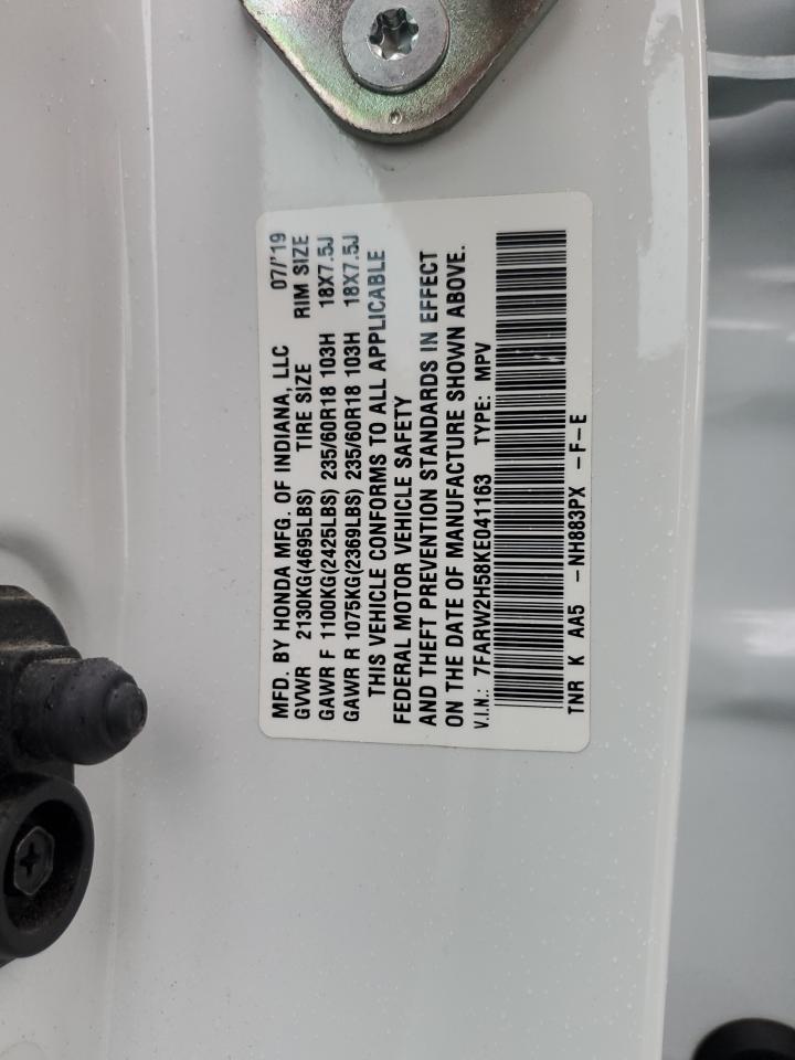 2019 Honda Cr-V Ex VIN: 7FARW2H58KE041163 Lot: 84588055