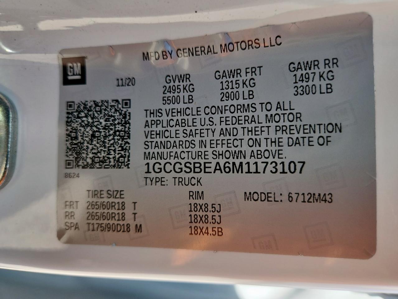 2021 Chevrolet Colorado VIN: 1GCGSBEA6M1173107 Lot: 80805205