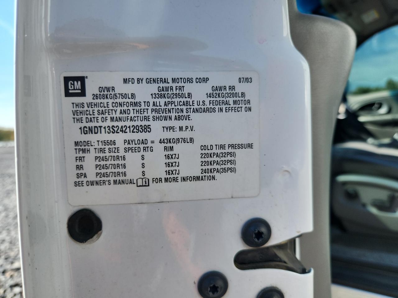 2004 Chevrolet Trailblazer Ls VIN: 1GNDT13S242129385 Lot: 80738065