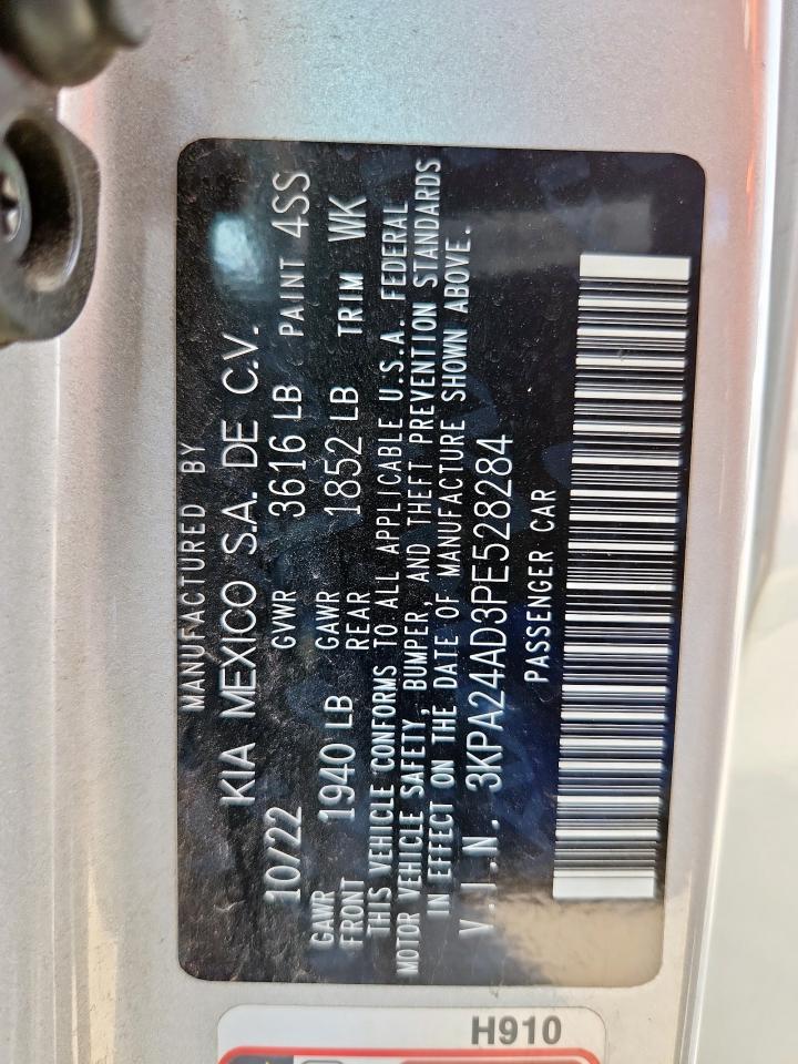 2023 Kia Rio Lx VIN: 3KPA24AD3PE528284 Lot: 80889985