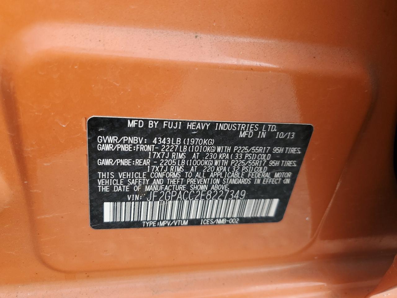 2014 Subaru Xv Crosstrek 2.0 Premium VIN: JF2GPACC2E8227349 Lot: 81644745