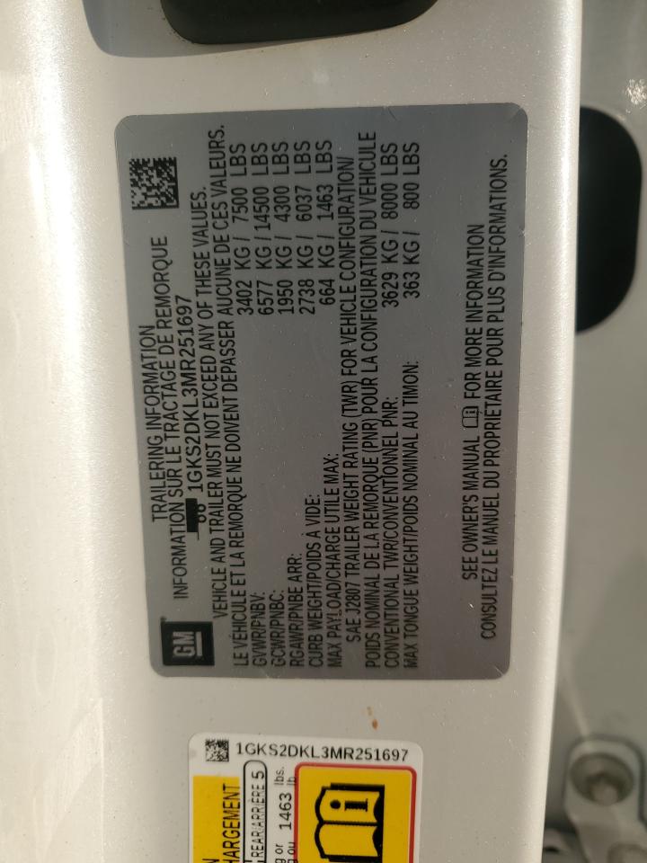 2021 GMC Yukon Denali VIN: 1GKS2DKL3MR251697 Lot: 81230815