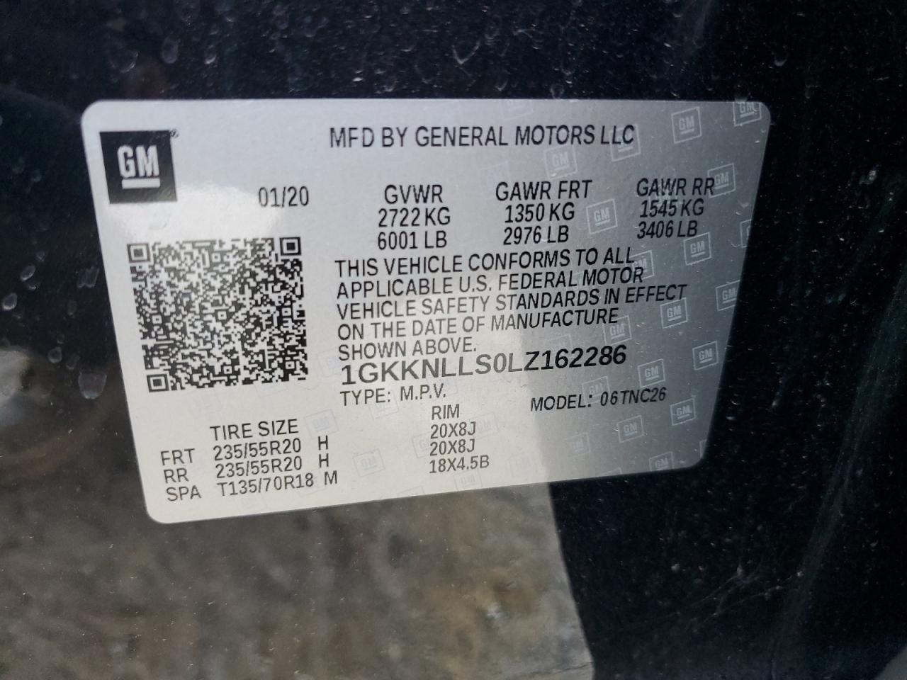 2020 GMC Acadia At4 VIN: 1GKKNLLS0LZ162286 Lot: 80154525