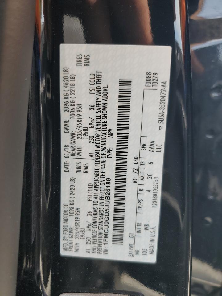 2018 Ford Escape Se VIN: 1FMCU0GD5JUB26189 Lot: 94661765