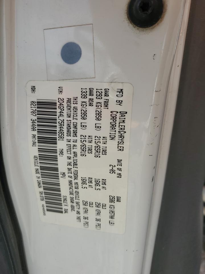 2005 Dodge Grand Caravan Sxt VIN: 2D4GP44L75R448581 Lot: 71933275