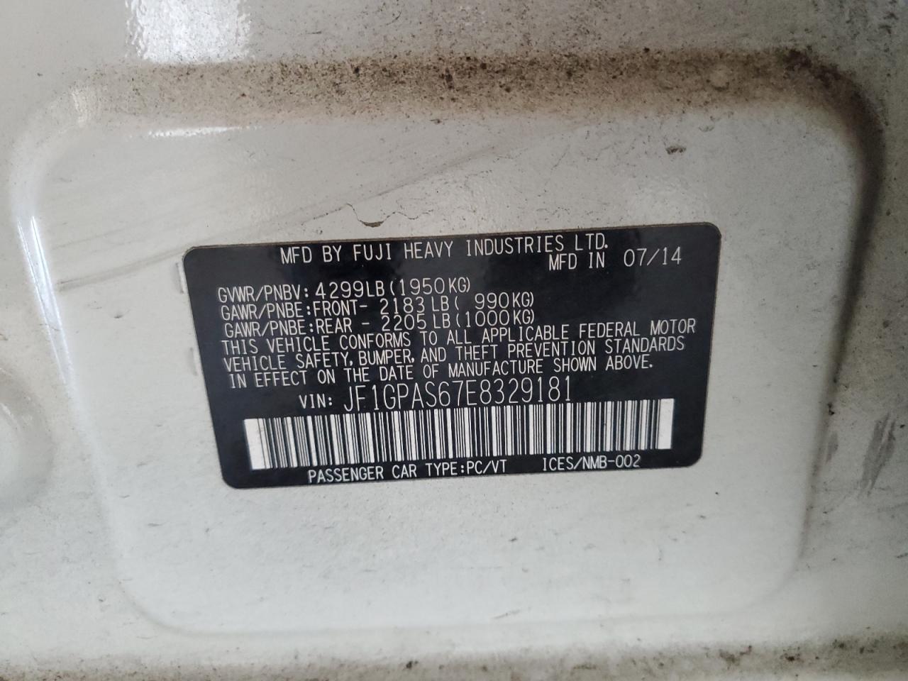 2014 Subaru Impreza Sport Limited VIN: JF1GPAS67E8329181 Lot: 61489115