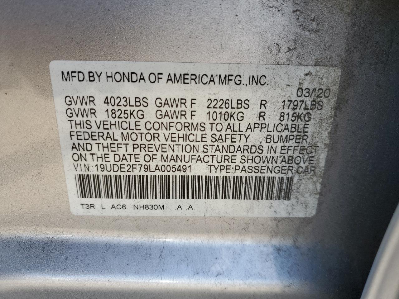 2020 Acura Ilx Premium VIN: 19UDE2F79LA005491 Lot: 70363815