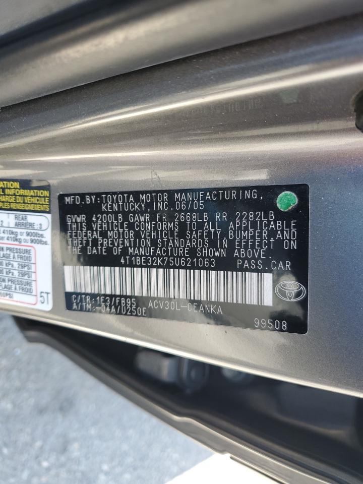 2005 Toyota Camry Le VIN: 4T1BE32K75U621063 Lot: 84640255