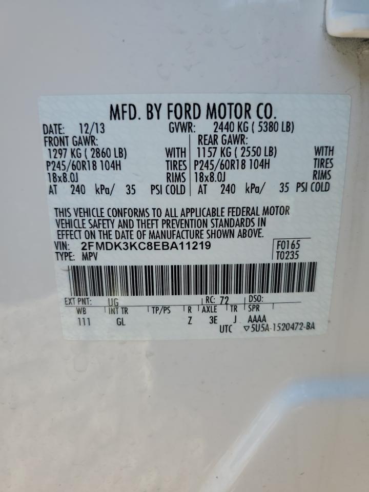 2014 Ford Edge Limited VIN: 2FMDK3KC8EBA11219 Lot: 81214075