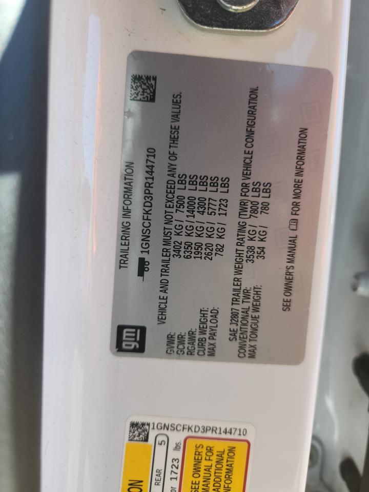 2023 Chevrolet Suburban C1500 Premier VIN: 1GNSCFKD3PR144710 Lot: 81132735