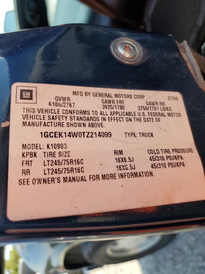 1996 Chevrolet Gmt-400 K1500 VIN: 1GCEK14W0TZ214099 Lot: 70861225