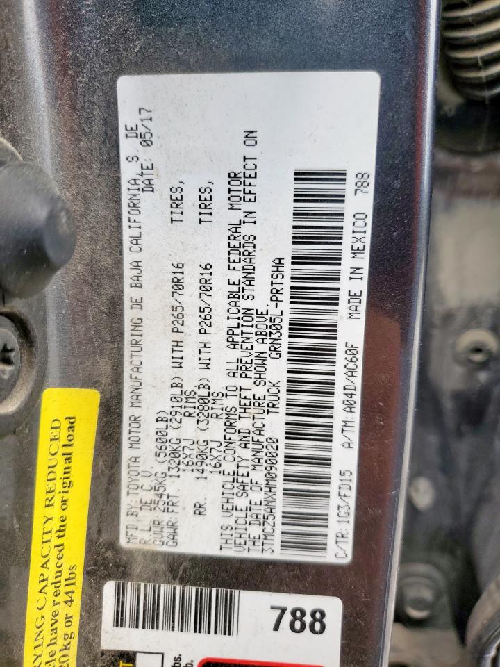 2017 Toyota Tacoma Double Cab VIN: 3TMCZ5ANXHM090020 Lot: 72015905