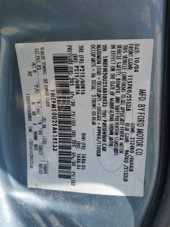 2005 Mercury Sable Gs VIN: 1MEFM50U25A618533 Lot: 81507335