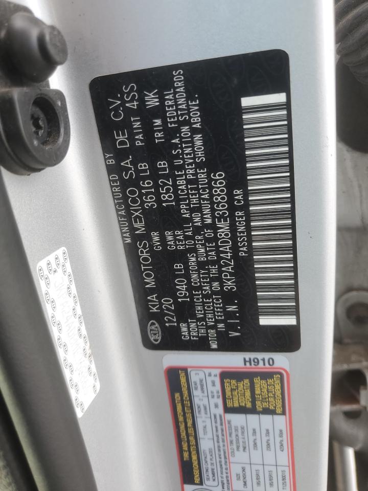 2021 Kia Rio Lx VIN: 3KPA24AD8ME368866 Lot: 81639895