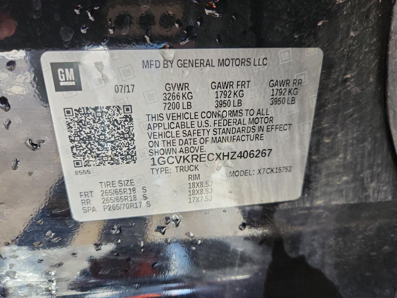 2017 Chevrolet Silverado K1500 Lt VIN: 1GCVKRECXHZ406267 Lot: 83979985