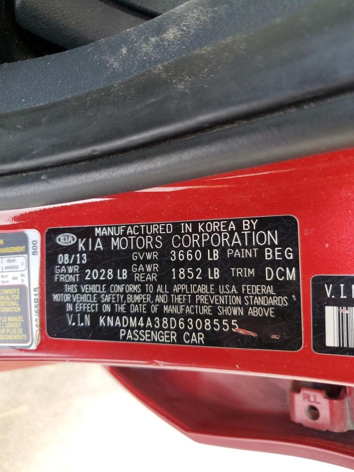 2013 Kia Rio Lx VIN: KNADM4A38D6308555 Lot: 81848085