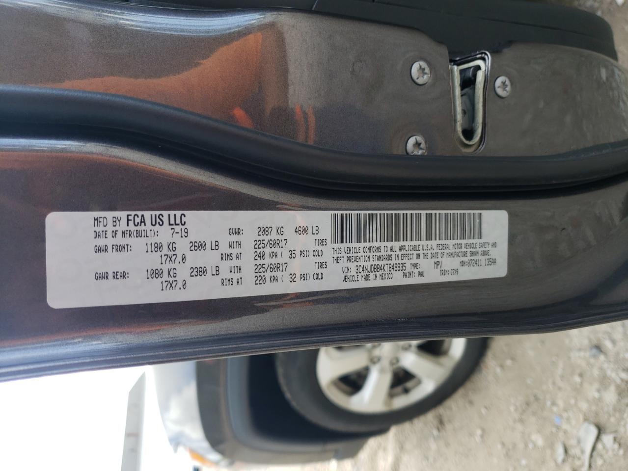 2019 Jeep Compass Latitude VIN: 3C4NJDBB4KT849935 Lot: 81800935