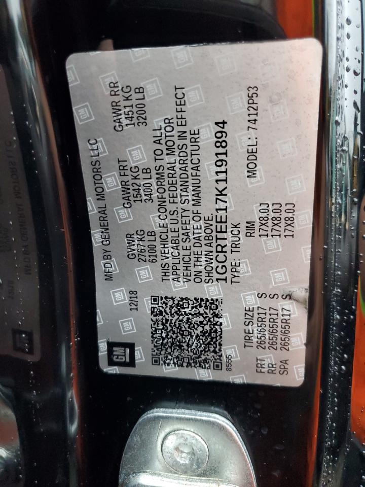 2019 Chevrolet Colorado Zr2 VIN: 1GCRTEE17K1191894 Lot: 83872115