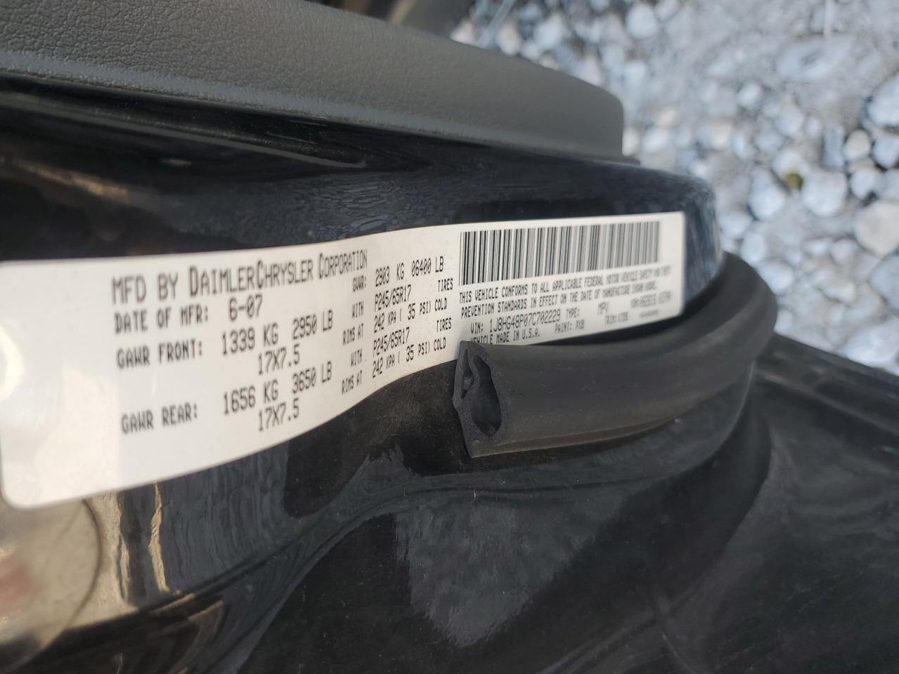 2007 Jeep Commander VIN: 1J8HG48P07C702229 Lot: 81189995