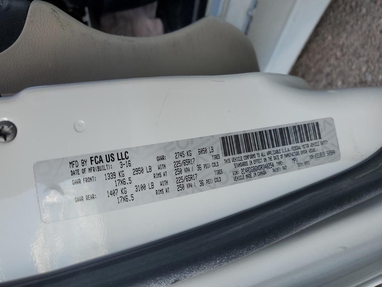 2016 Dodge Grand Caravan Se VIN: 2C4RDGBGXGR340254 Lot: 71896135