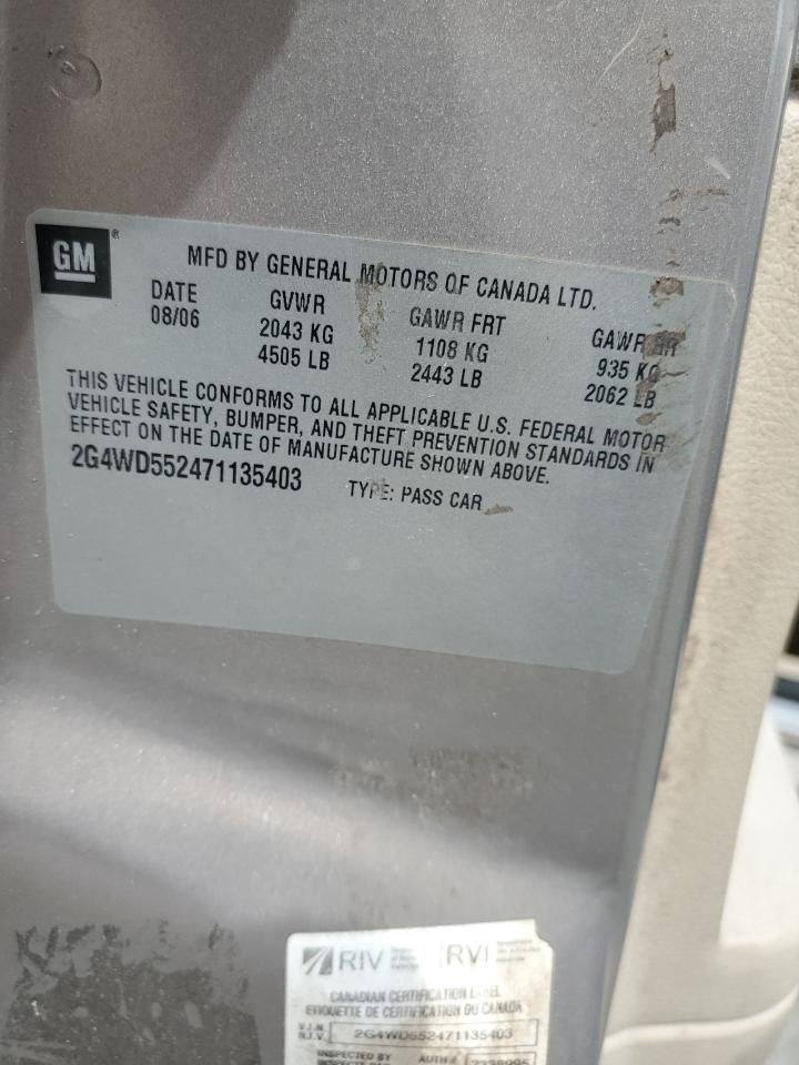 2007 Buick Lacrosse Cxl VIN: 2G4WD552471135403 Lot: 81492075