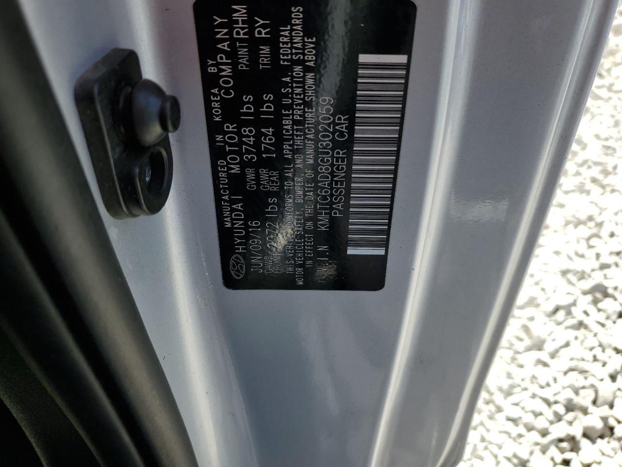 2016 Hyundai Veloster VIN: KMHTC6AD8GU302059 Lot: 72081325
