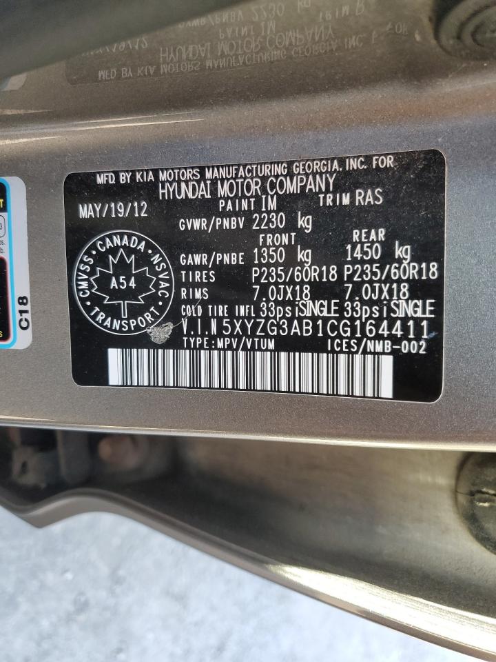 2012 Hyundai Santa Fe Gls VIN: 5XYZG3AB1CG164411 Lot: 81951465