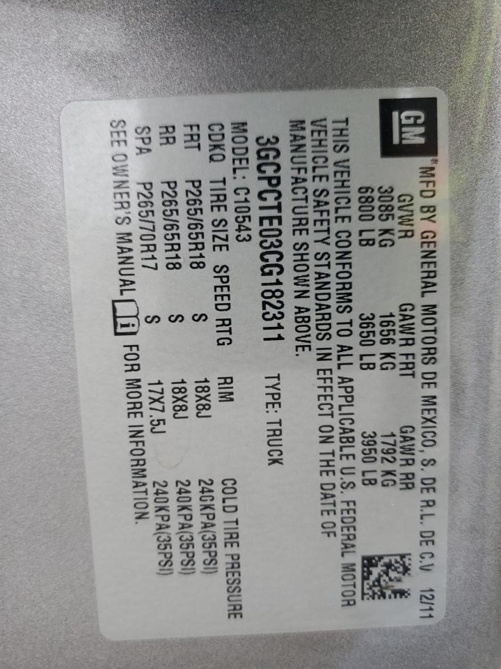 2012 Chevrolet Silverado C1500 Ltz VIN: 3GCPCTE03CG182311 Lot: 84200575